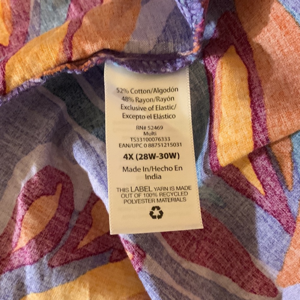 🧋 TERRA & SKY Abstract Butterfly Island Purple Print Smock Top NWT 4X - Picture 11 of 15